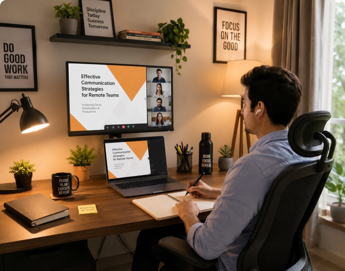 Person working from home on a video call with Timbl broadband
